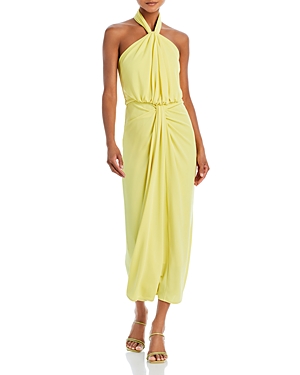 Cinq À Sept Cinq A Sept Kaily Twist Halter Midi Dress In Yuzu