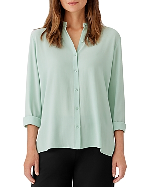 Eileen Fisher Silk Mandarin Collar Shirt In Absth