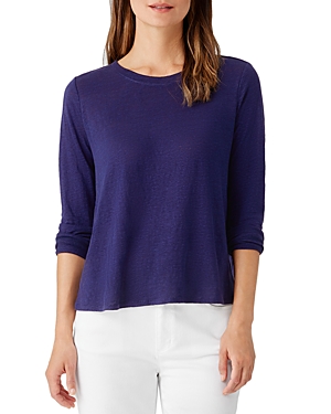 Eileen Fisher Organic Linen Long Sleeve Crewneck Tee In Venus