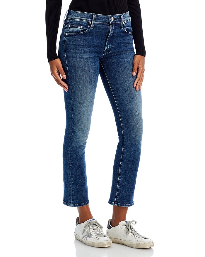 Mother The Insider High Rise Crop Step Fray Bootcut Jeans In Manana Mi Amor