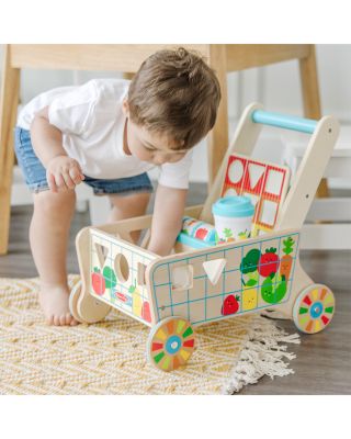 Wooden Shape Sorting Grocery Cart - Ages 2+