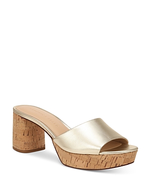 Veronica Beard Daliplatlow Metallic Cork Mule Sandals In Gold