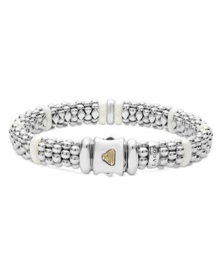 Ceramic & Sterling Silver White Caviar Station Bracelet