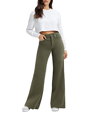 Good American Cotton Blend Good Waist Palazzo Mid Rise Wide Leg Jeans In Fr02
