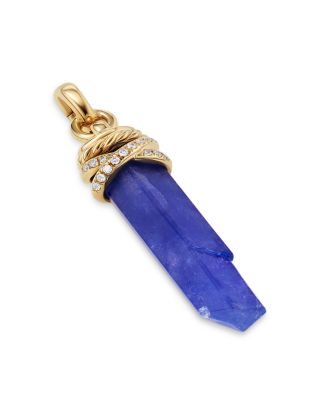 Amulets 18K Yellow Gold Wrapped Tanzanite Amulet with Pav&eacute; Diamonds