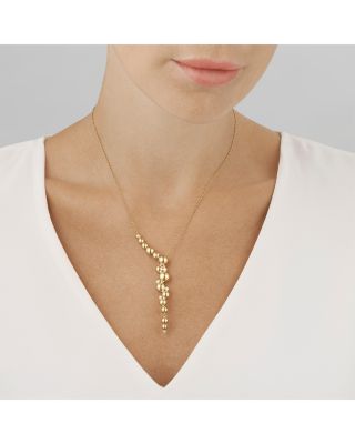 18K Yellow Gold Moonlight Grapes Diamond Bead Lariat Necklace, 17.32"