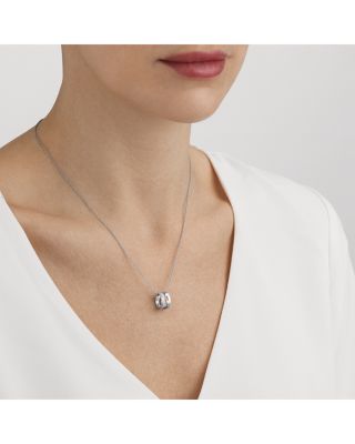 18K White Gold Fusion Diamond (0.22 tcw) Open Pendant Necklace