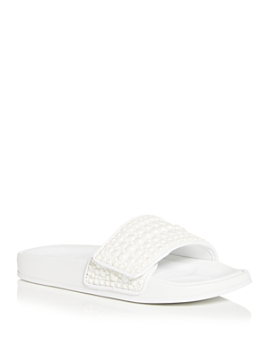 Shop Jimmy Choo Women's Fitz Embellished Slide Sandals In White