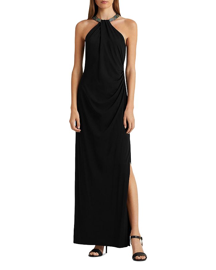 Ralph Lauren Beaded Neck Column Gown | Bloomingdale's