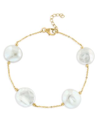 Bloomingdale's Fine Collection - Cultured Freshwater Pearl Link Bracelet in 14K Yellow Gold - Exclusive