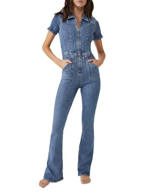 fitted denim jumpsuit