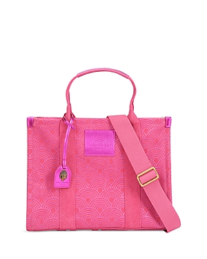 Kurt Geiger Southbank Small Cotton Tote In Bright Pink/gold