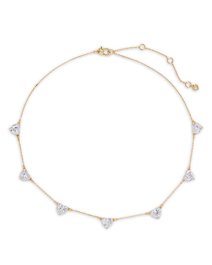 kate spade new york Cubic Zirconia Heart Scatter Necklace in Gold
