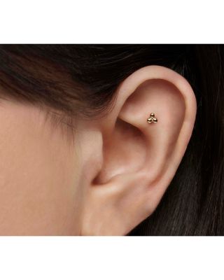 14K Yellow Gold Trinity Bead Single Stud Earring