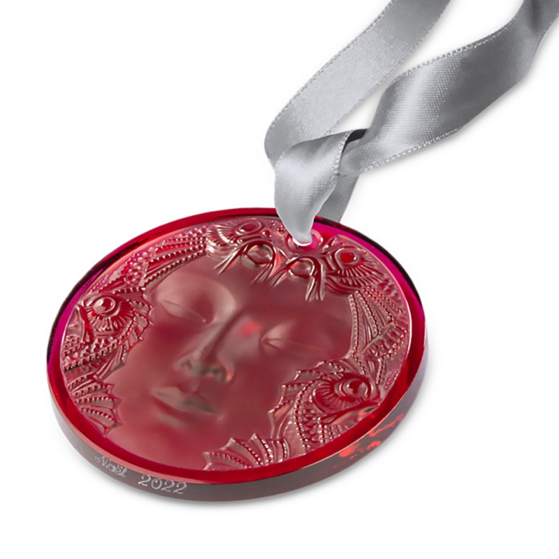 Lalique Masque de Femme Motif Ornament in Red