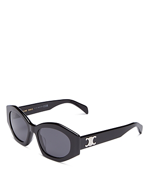 Shop Celine Triomphe Cat Eye Sunglasses, 55mm In Black/gray Solid