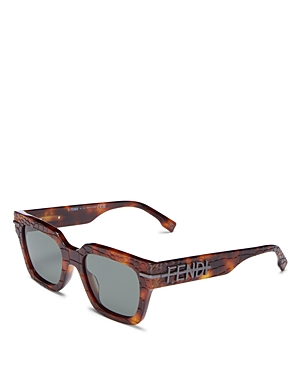 Fendi The Graphy 51mm Geometric Sunglasses In Havana/green Solid