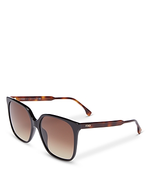 Shop Fendi Fine Square Sunglasses, 59mm In Black/brown Gradient