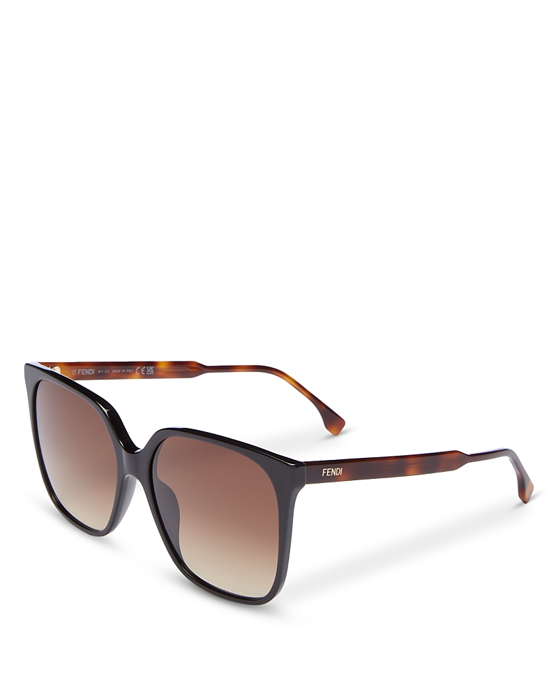 Fendi 59mm Gradient Square Sunglasses In Black/brown Gradient
