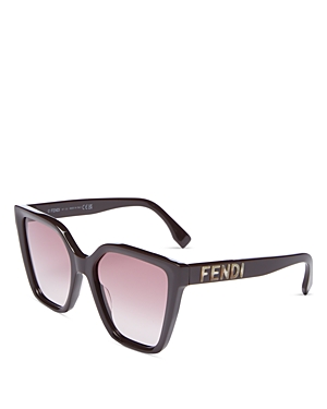 Fendi Lettering Square Sunglasses, 55mm In Black/pink Gradient