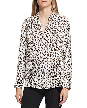 THEORY LEOPARD PRINT BLOUSE