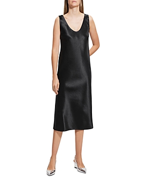 Theory Satin Tank Dress In Black