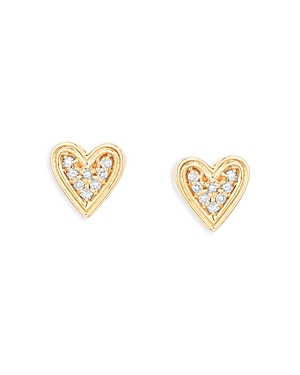Shop Adina Reyter 14k Yellow Gold Make Your Move Diamond Cluster Heart Stud Earrings In Gold/white