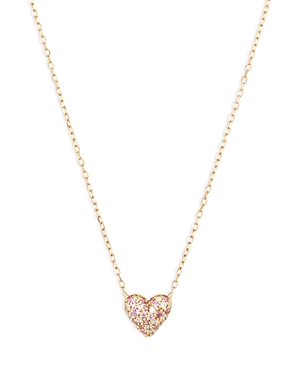 Adina Reyter 14k Yellow Gold Pink Sapphire & Diamond Puffy Heart Pendant Necklace, 15-16 In Pink/gold
