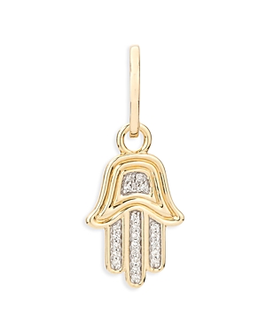 Adina Reyter 14k Yellow Gold Diamond Groovy Hamsa Hand Charm Pendant In Gold/white