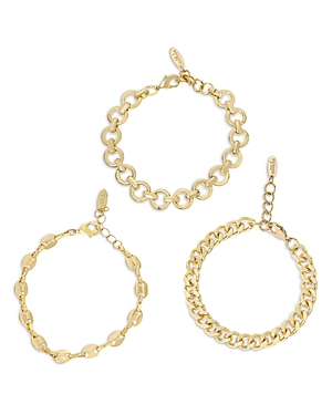 Ettika Might & Chain Link Bracelet in 18K Gold Plated, Set of 3