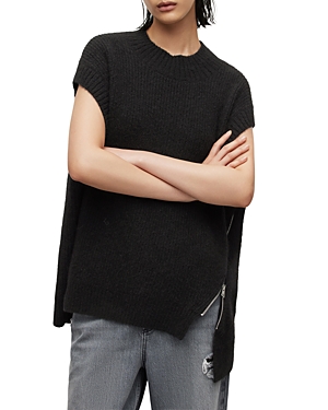 Allsaints Castel Cap Sleeve Sweater In Black