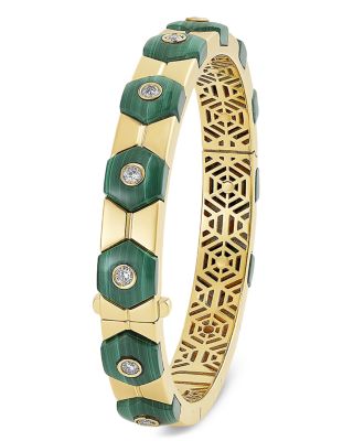 Miseno Jewelry - 18K Yellow Gold Baia Malachite & Diamond Bangle Bracelet