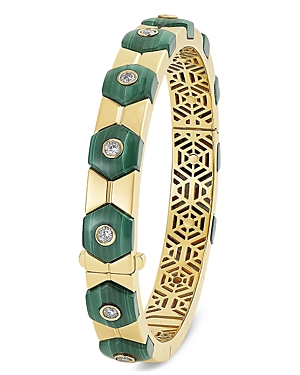 Miseno Jewelry 18k Yellow Gold Baia Malachite & Diamond Bangle Bracelet In Green/gold