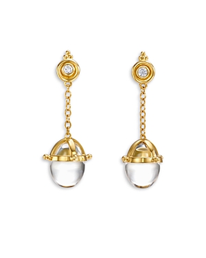 Shop Temple St Clair 18k Yellow Gold Classic Crystal & Diamond Drop Earrings In Gold/white