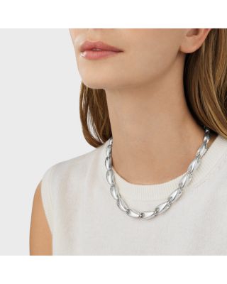 Sterling Silver Reflect Graduated Link Collar Necklace, 17.72"