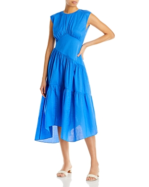 Frame Gathered-seam Midi Dress In Cornflower