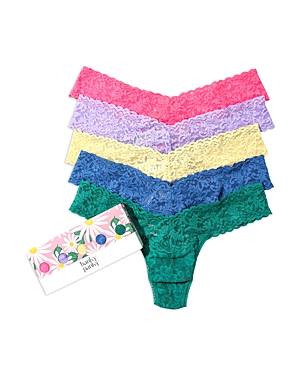 Hanky Panky Assorted 5-pack Lace Original Rise Thongs In Sizzle Pink