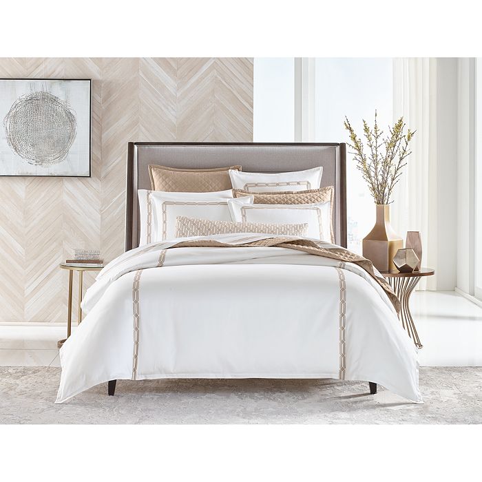 Shop Hudson Park Collection Italian Tivoli Embroidered Duvet, King - 100% Exclusive In Champagne