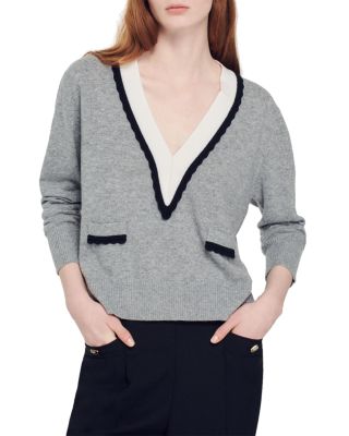 Sandro - Alisson Two Tone Trim Sweater