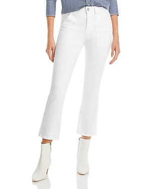 Frame Le Crop Mid Rise Cropped Bootcut Jeans In Blanc In Blanc