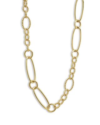 18K Yellow Gold Signature Caviar Oval Link Chain Necklace, 34"