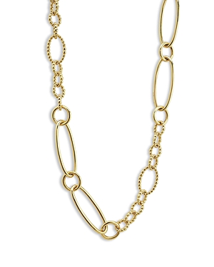 Lagos 18K Yellow Gold Signature Caviar Oval Link Chain Necklace, 34