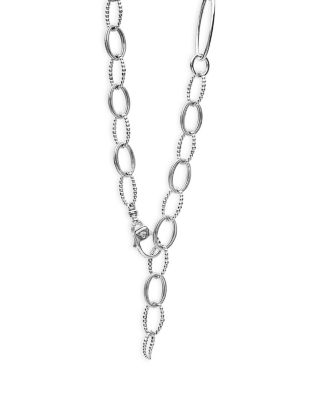 Sterling Silver Signature Caviar Oval Link Chain Necklace, 34"