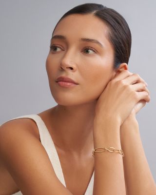 18K Gold Signature Caviar Oval Link Bracelet, 7"