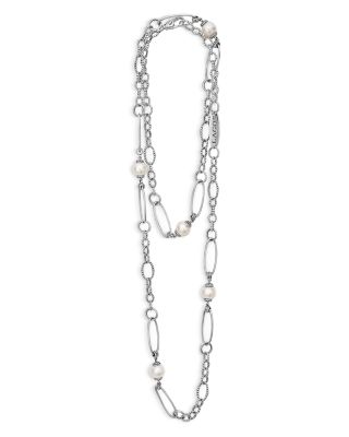 Sterling Silver Luna Cultured Freshwater Pearl Link Necklace, 34"
