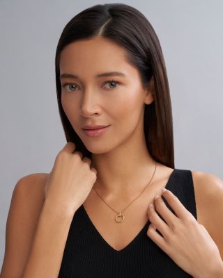 18K Gold Meridian Circle Pendant Necklace, 18"