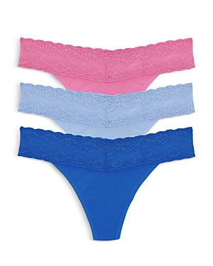 Natori Bliss Perfection Lace Trim Thong In Vio/rn/blu