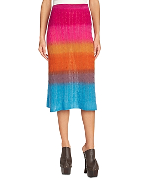 Etro Ombre Lightweight Cable Knit Midi Skirt In Multi