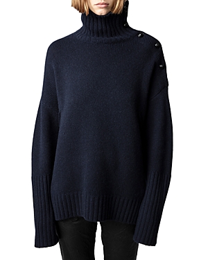 Zadig & Voltaire Alma Cashmere Knitted Jumper In Encre