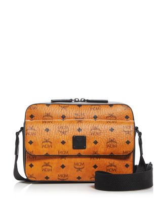 Mcm Aren Medium Visetoes Logo Monogram Messenger Bag In Cognac